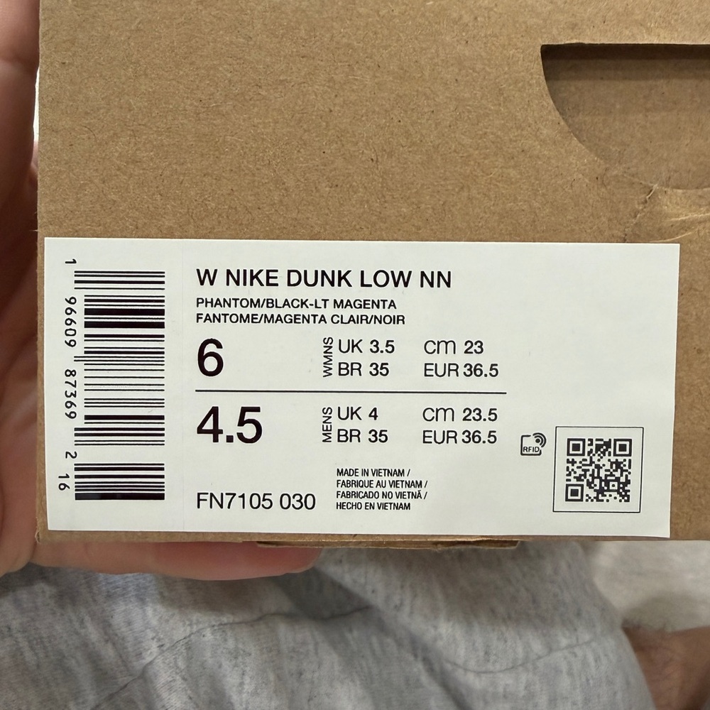 NIKE DUNK LOW NN PHANTOM/BLACK-LT MAGENTA - Picture 6 of 6